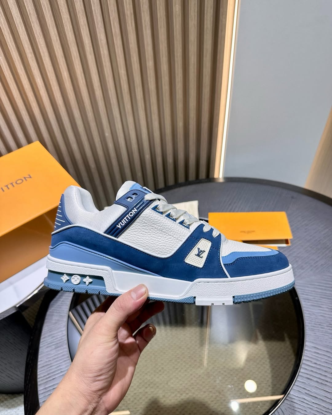 The Louis Vuitton LV Trainer Blue White