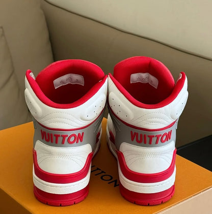 LOUIS VUITTON LV Ankle Trainers White Red Grey