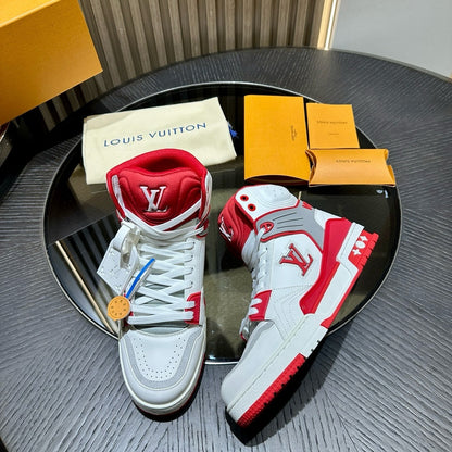 LOUIS VUITTON LV Ankle Trainers White Red Grey