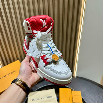 LOUIS VUITTON LV Ankle Trainers White Red Grey