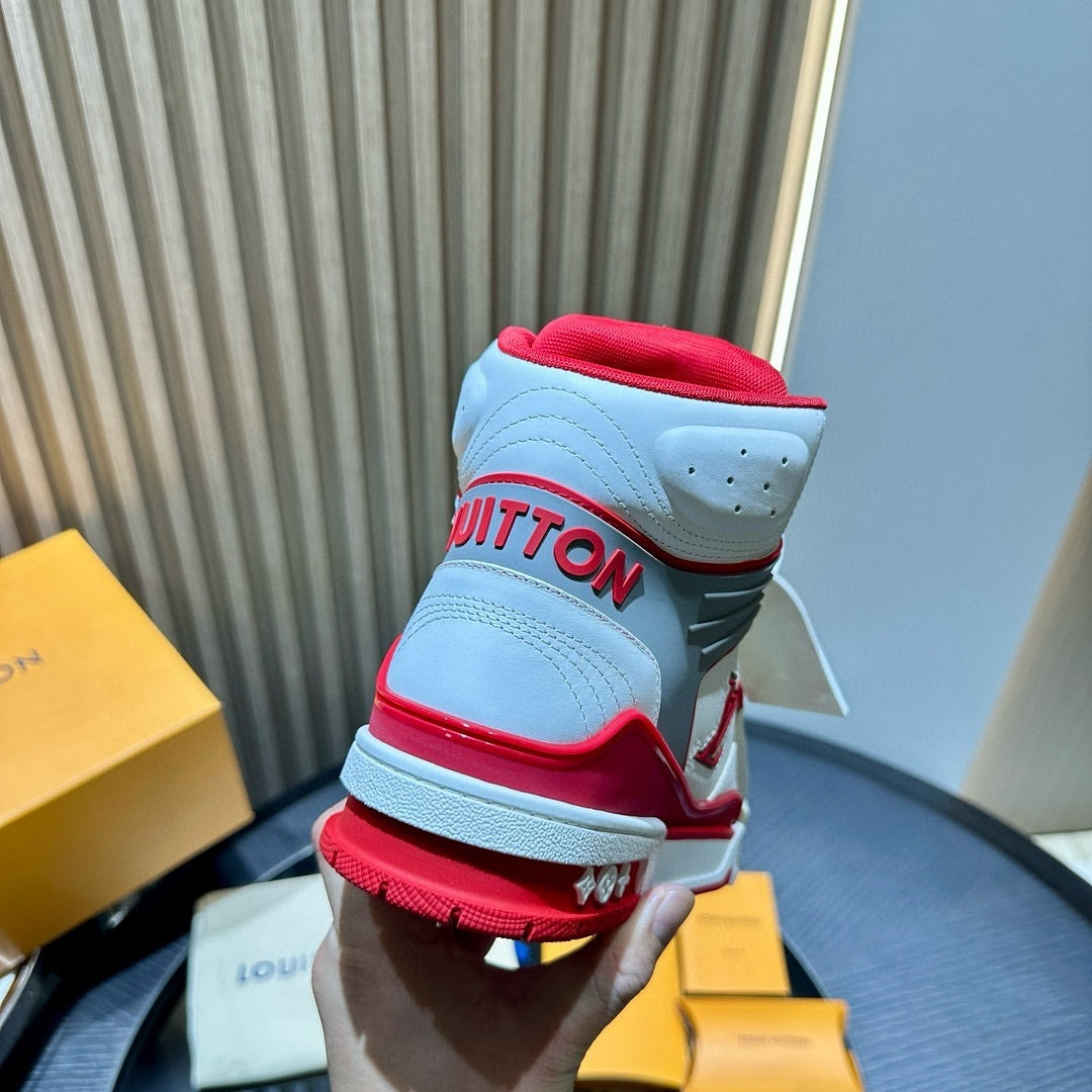 LOUIS VUITTON LV Ankle Trainers White Red Grey