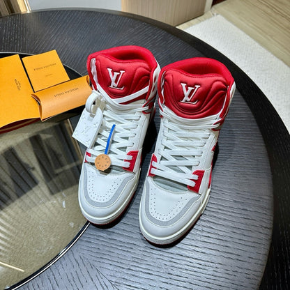 LOUIS VUITTON LV Ankle Trainers White Red Grey