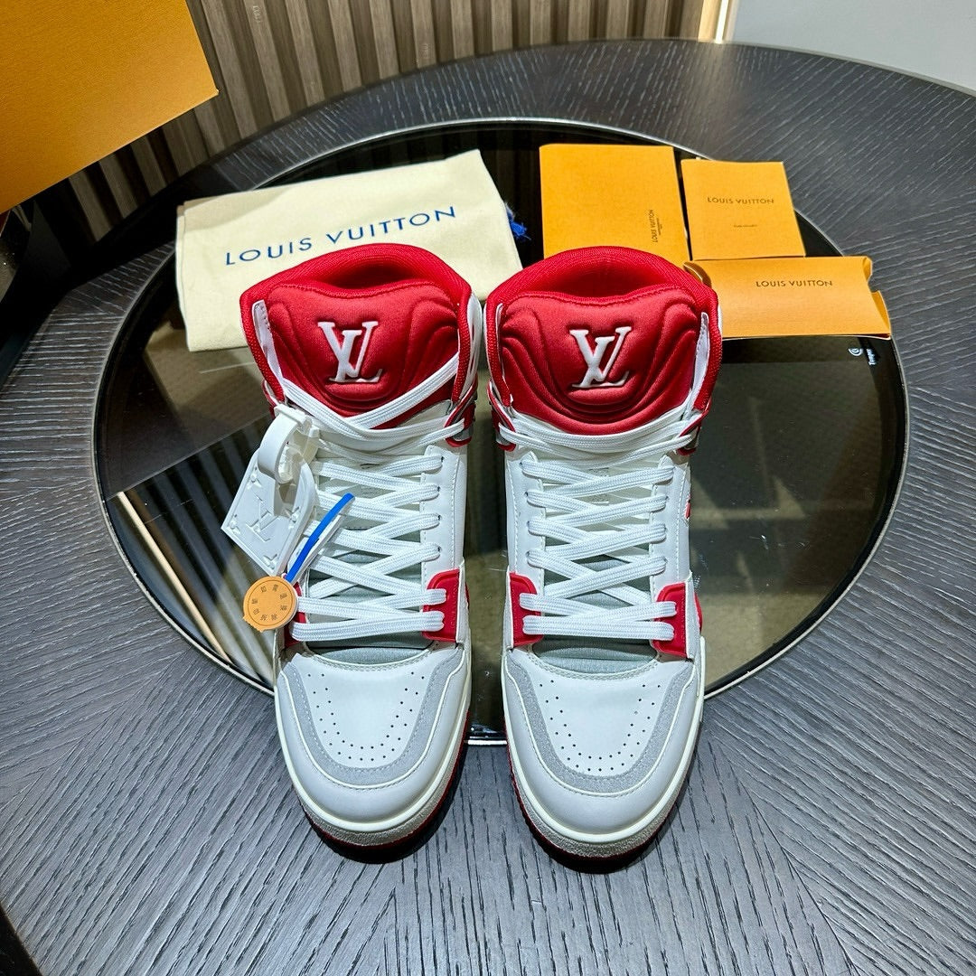 LOUIS VUITTON LV Ankle Trainers White Red Grey