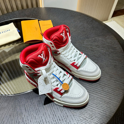 LOUIS VUITTON LV Ankle Trainers White Red Grey